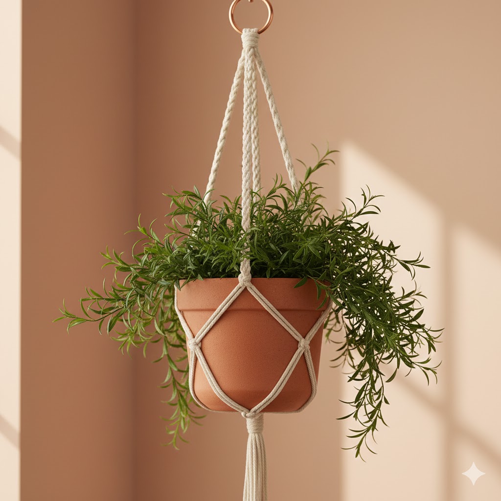 Terracotta ceramic hanging planter