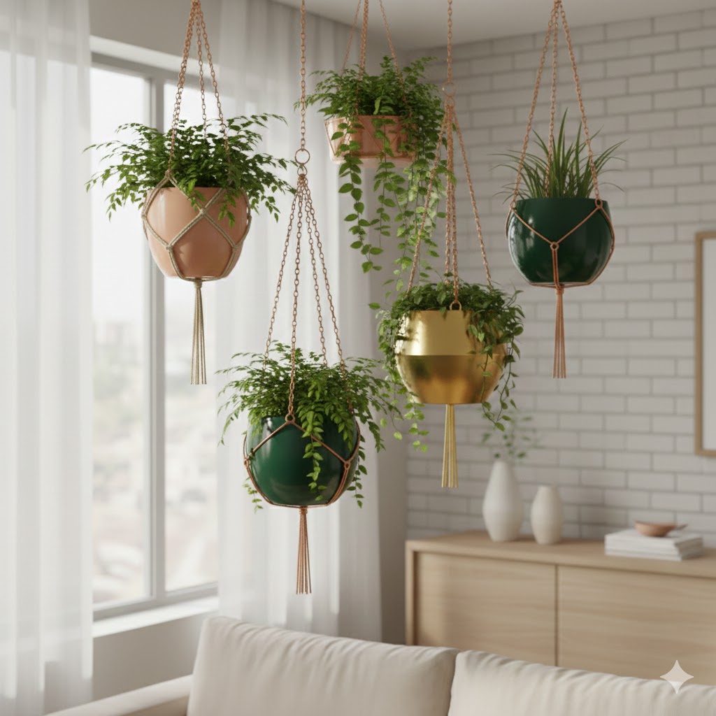 Popular hanging pot combination with multiple plants